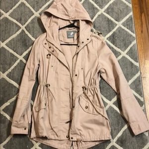 Hooded tan utility jacket